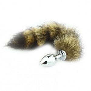 Plug Anal em aço cromado com cauda de raposa 25cm - Joia Anal